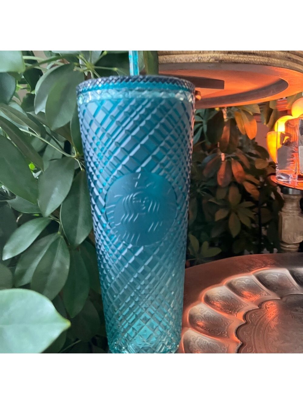STARBUCKS 2023 24 oz Green Ombre Jeweled Tumbler - Picture 4 of 8